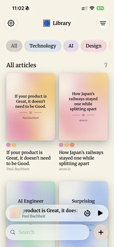 Nabu library in the cover grid layout