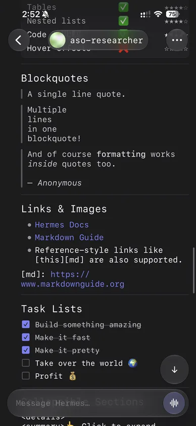 Cadu chat rendering Markdown content