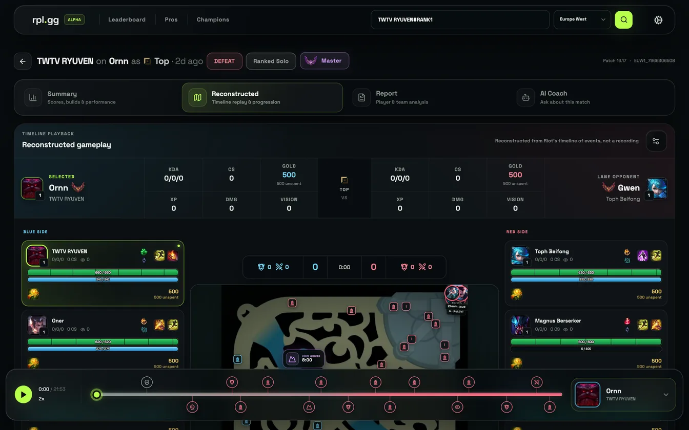 rpl.gg reconstructed timeline replay